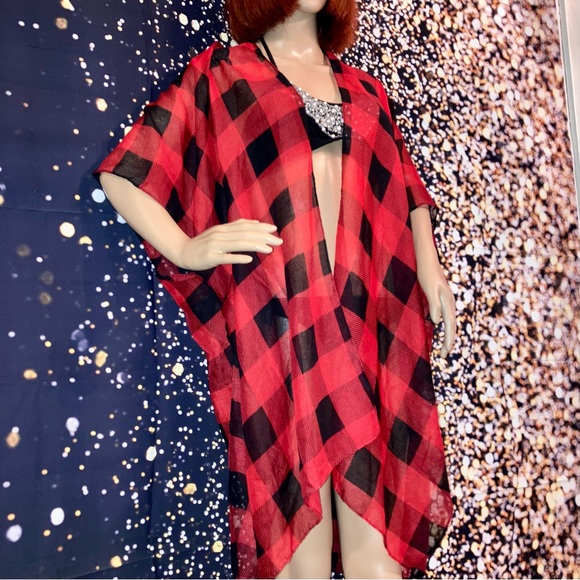 LuLaRoe Other - Buffalo Plaid Sheer Duster/Cardigan/Swim Cover - One Size